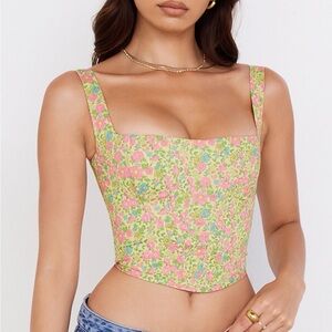 Floral Pink and Green Women's Top